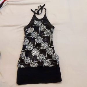 Cache black and white sequin dress
